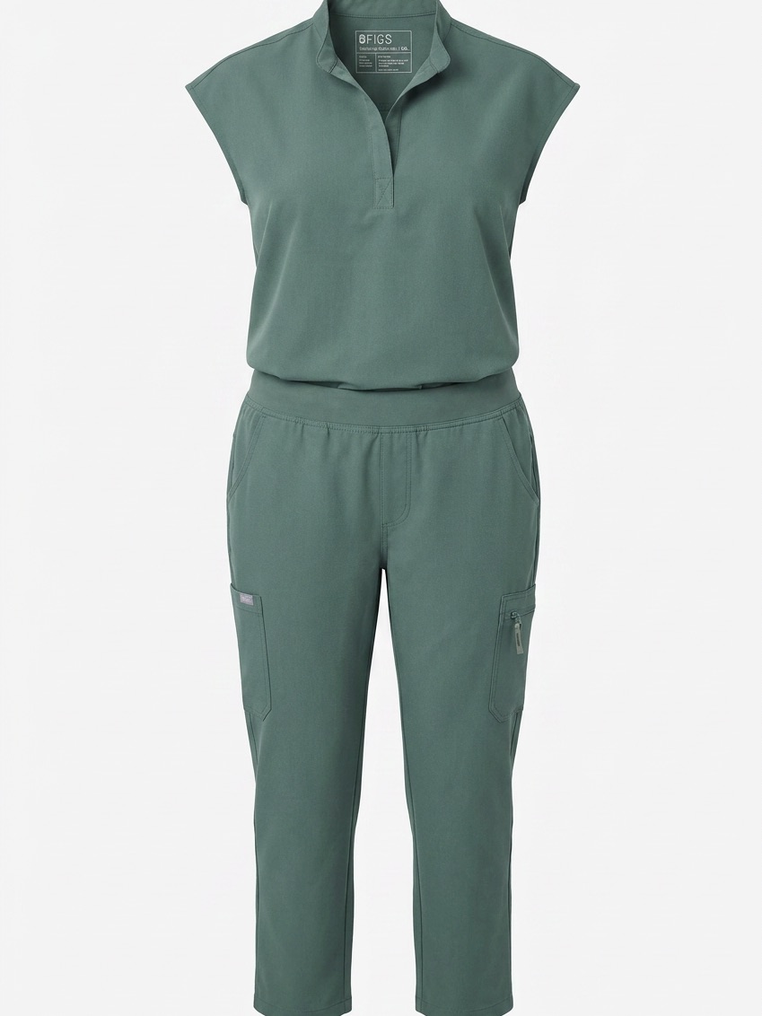 Figs Technical Collection Xxl Scrub Top In Slate Green
